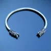 Men's bracelet silver dragon heads