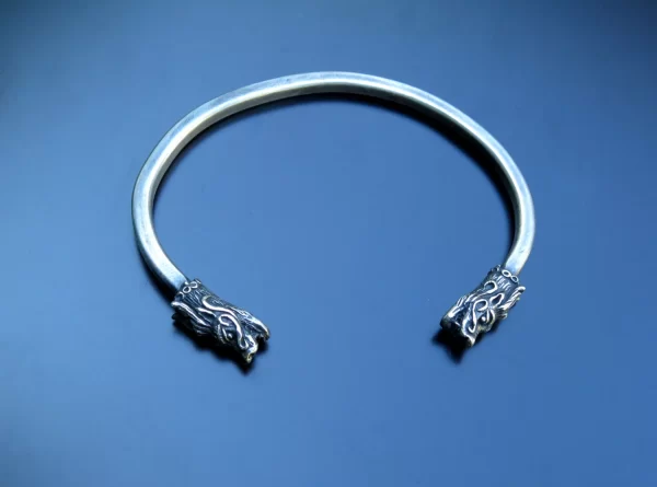 Men's bracelet silver dragon heads