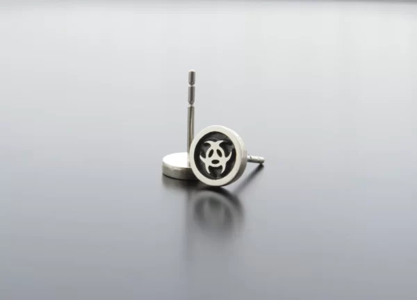 Biohazard symbol silver earrings