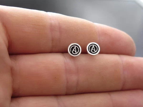 Atheism Silver stud earrings - Image 3