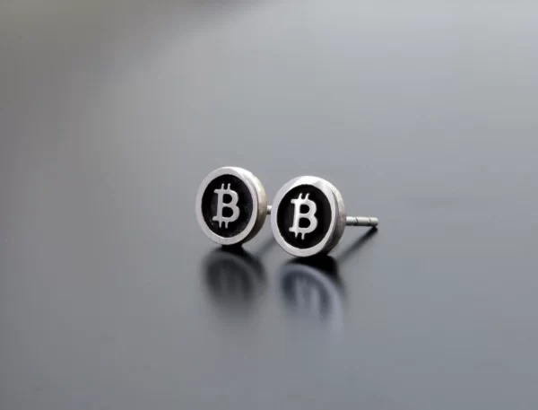 Silver Bitcoin earrings - Image 2