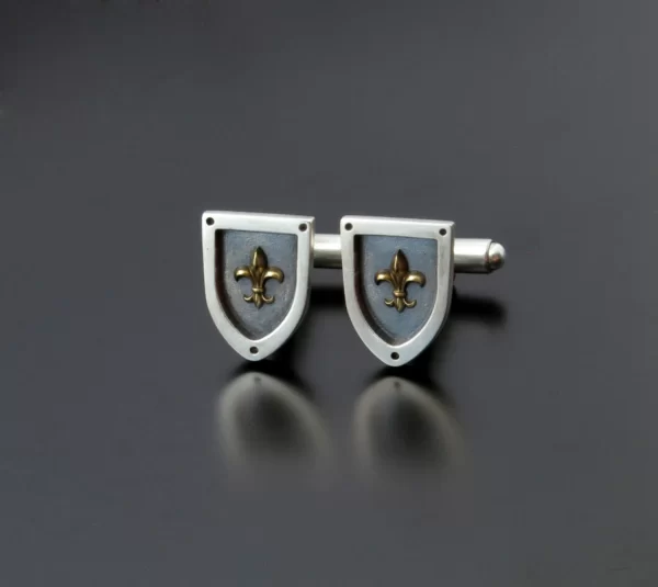 Fleur de lis silver cufflinks - Image 2