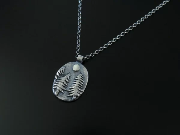 Pine forest silver pendant