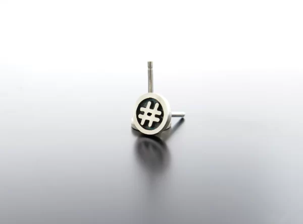 Silver hashtag earrings