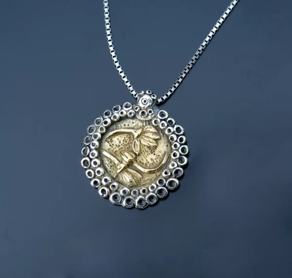 Handmade silver linden flowers pendant