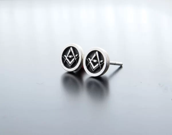 Silver free masons earrings - Image 3