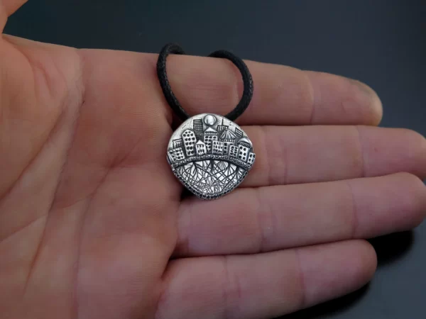 Silver city with roots pendant - Image 7