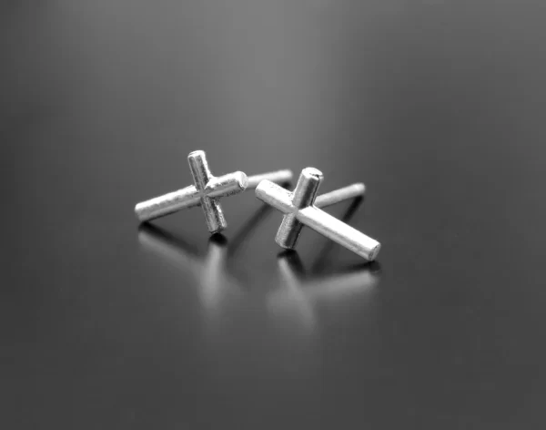 Christian cross silver earrings