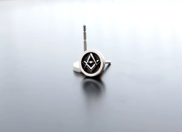 Silver free masons earrings