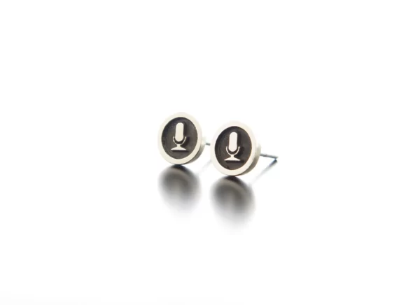 Silver microphone earrings - Image 2