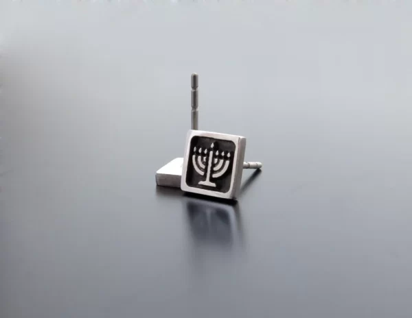 Silver Menorah Earrings