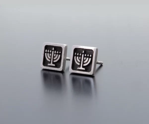 Silver Menorah Earrings - Image 2