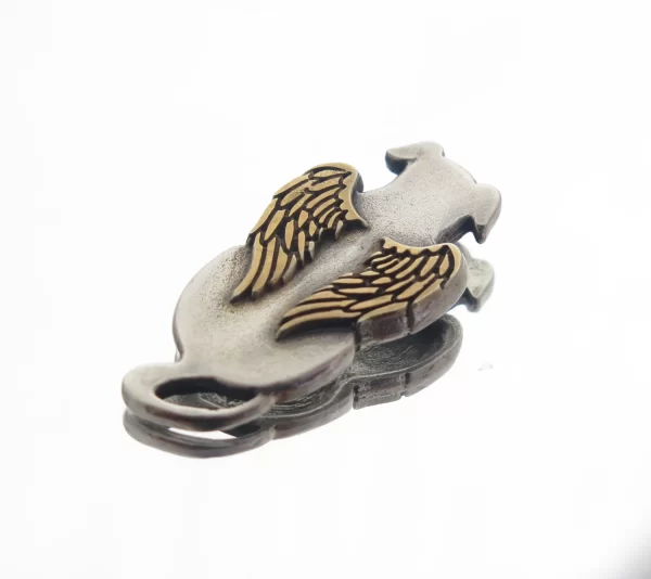 Silver angel dog with goldplated wings - Image 3