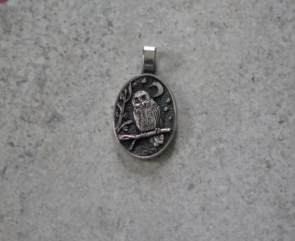 Silver owl in night forest pendant - Image 5