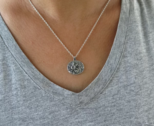 Silver sunflower field pendant - Image 5