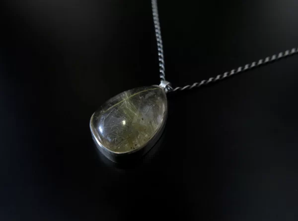 Golden Rutile Quartz silver bezel necklace - Image 5