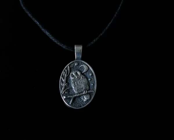 Silver owl in night forest pendant - Image 4