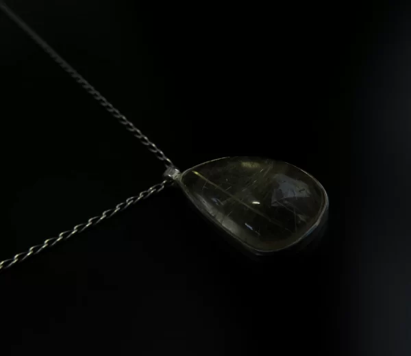 Golden Rutile Quartz silver bezel necklace - Image 3