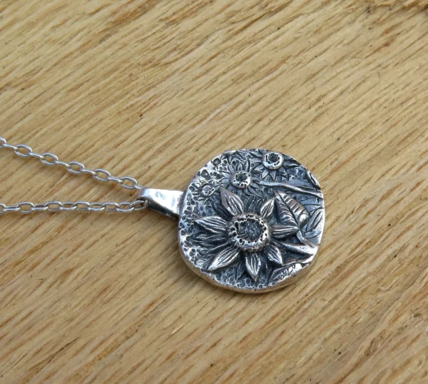 Silver sunflower field pendant - Image 3