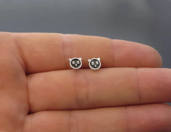 Silver Panda earrings - Image 4