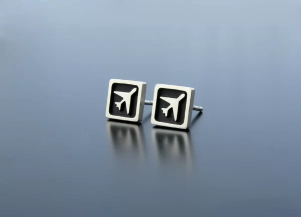 Silver airplane earrings - Image 2