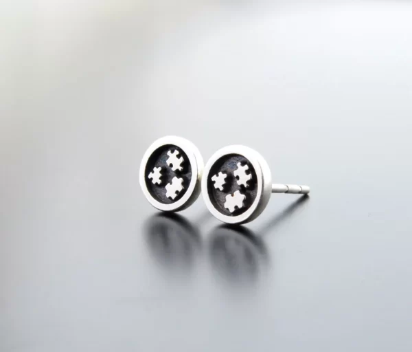 Silver autism awarness earrings - Image 2