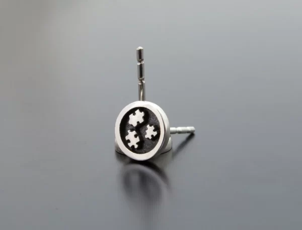 Silver autism awarness earrings