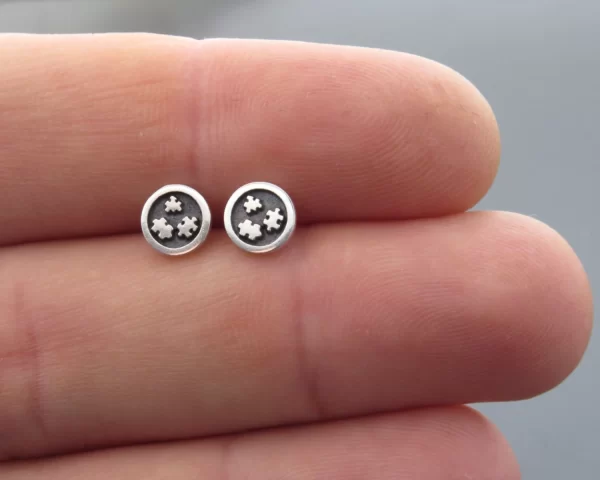 Silver autism awarness earrings - Image 3