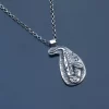 Handmade Silver Saxophone Pendant with Musical Notes