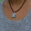 Handmade Polar Bear mother with a cub silver pendant
