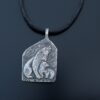 Handmade Polar Bear mother with a cub silver pendant - Image 2
