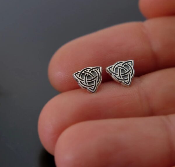 Valknut - Celtic knot silver Earrings inside out design - Image 2