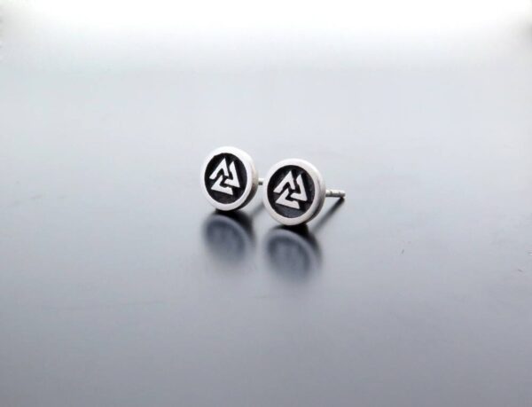 Valknut  silver circle Earrings - Image 3